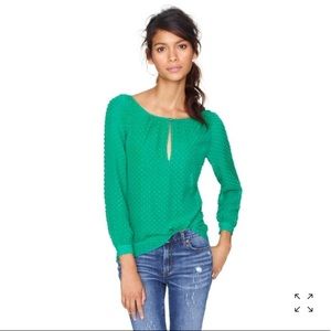 Green j crew Chiffon dot top